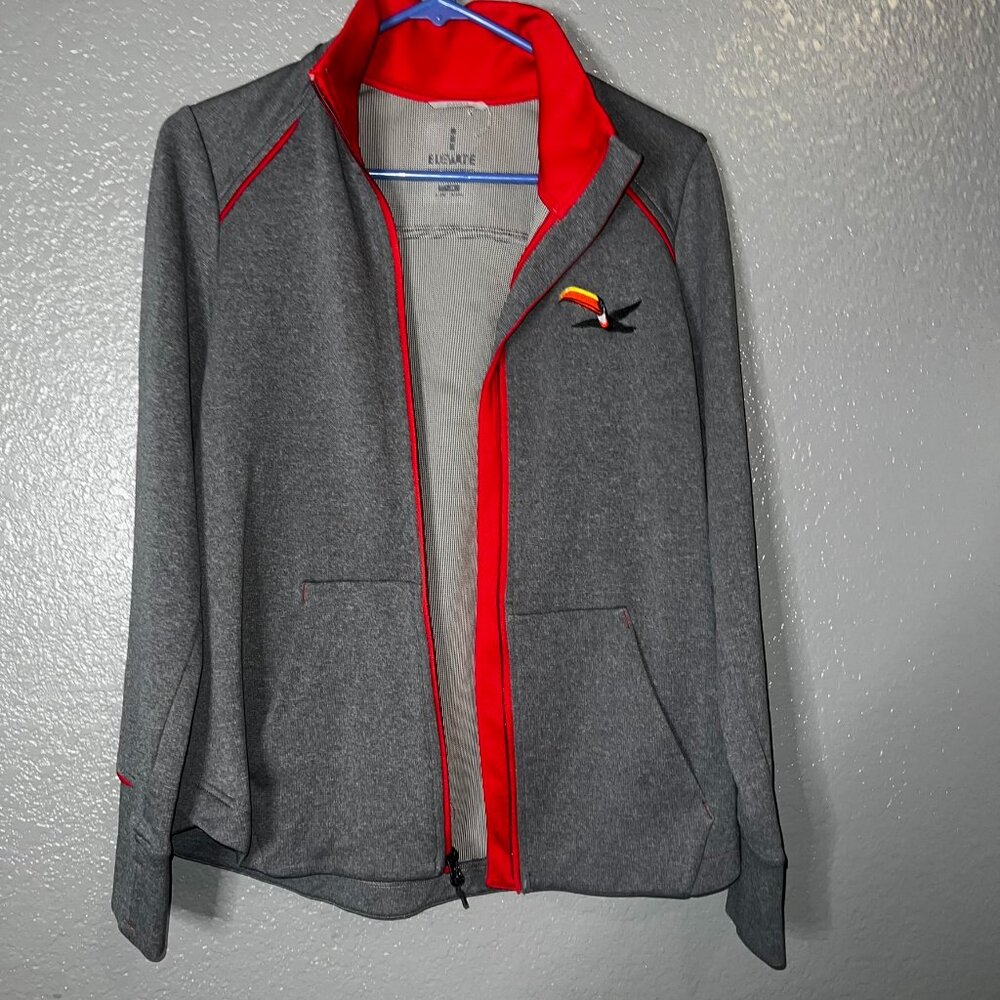 Elevate Gray Full Zip Athletic Jacket Red Trim Womens Medium